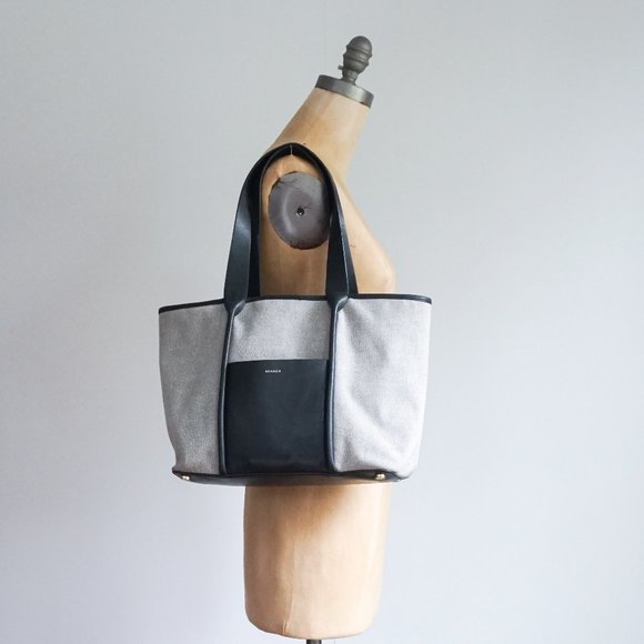 Skagen Navy  Leather and Fabric  Tote with  a  Leather Pocket - Picture 4 of 5